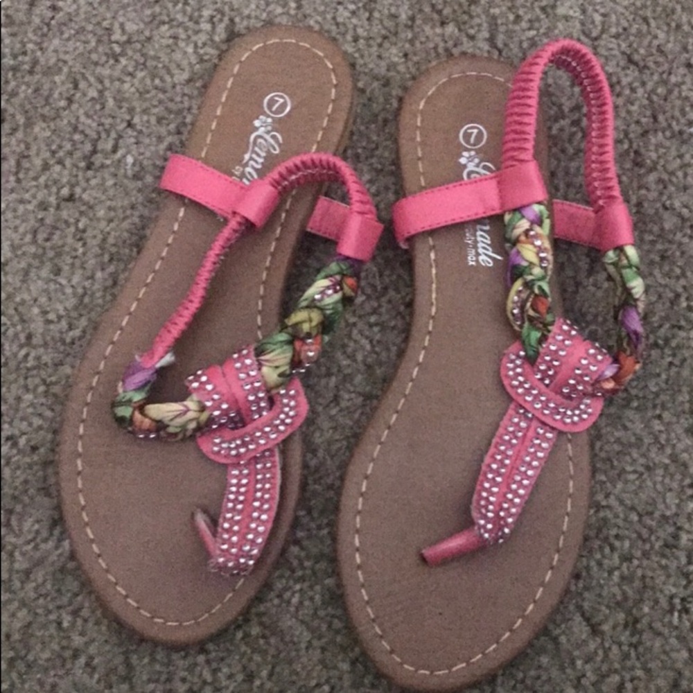 Lemonade size 7 sandal, pink and green